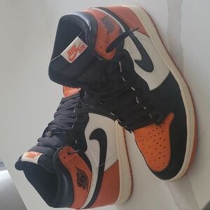 Nike Air Jordan 1 Retro High OG - Black, White, and Orange- Shattered Backboard